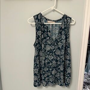 LOFT Women's Blue Floral Sleeveless Top